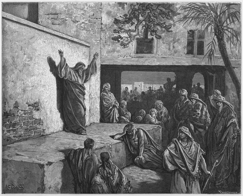 Micha spoort de Israëlieten aan tot bekering door Gustave Dore