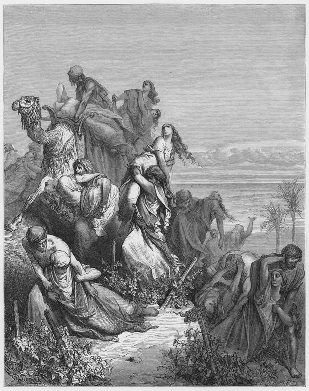 Gustave Doré Bijbel: De kinderen van Benjamin ontvoeren de maagden van Jabesh-Gilead door Gustave Dore