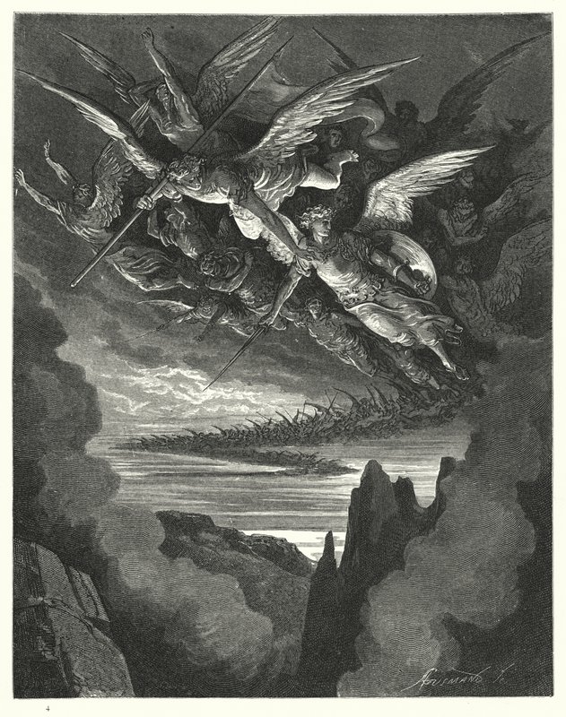 Illustratie van Gustave Doré voor Miltons Paradise Lost, Boek I, regels 344, 345 door Gustave Dore