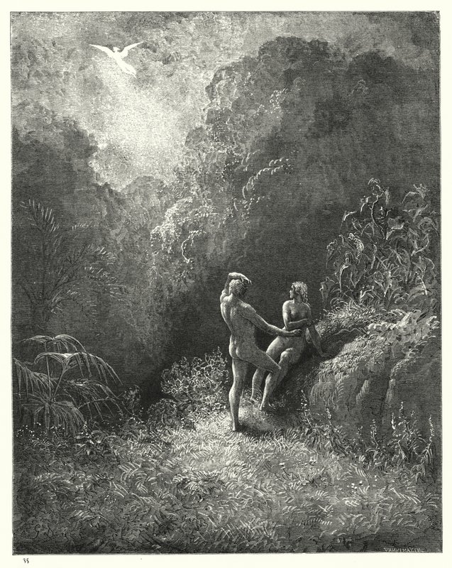 Illustratie van Gustave Doré voor Miltons Paradise Lost, Boek VIII, regels 652, 653 door Gustave Dore