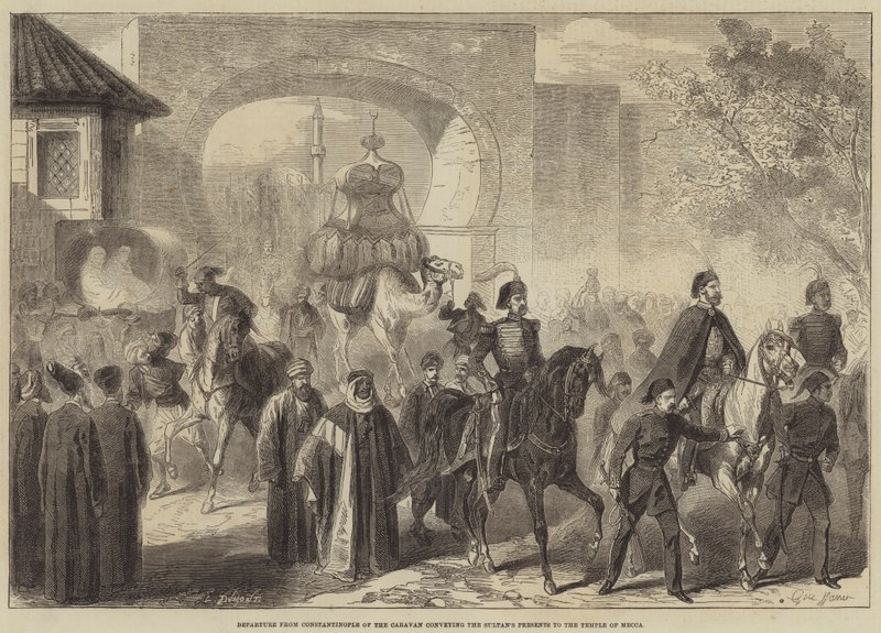 Vertrek uit Constantinopel van de karavaan die de geschenken van de Sultan naar de Tempel van Mekka brengt door Gustave Janet