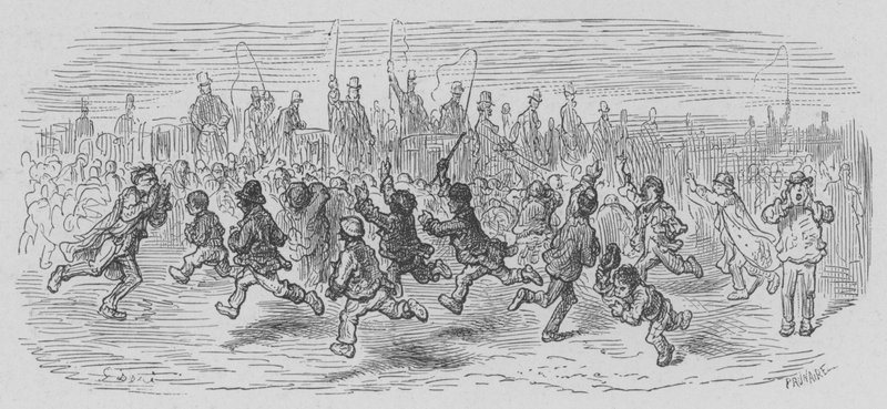 De Voertuigschreeuwers Na De Grote Derby Race door Gustave after Dore