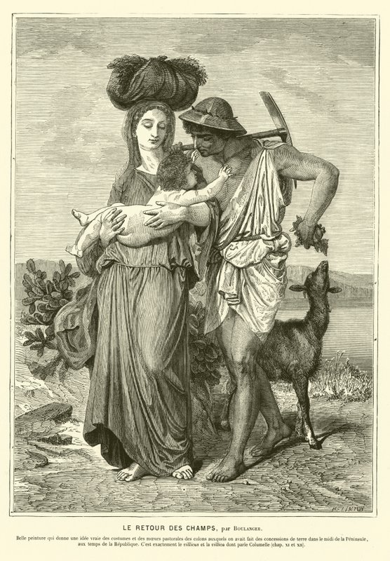 Oude Romeinse boeren keren terug naar huis na een dag op het veld door Gustave Clarence Rodolphe Boulanger