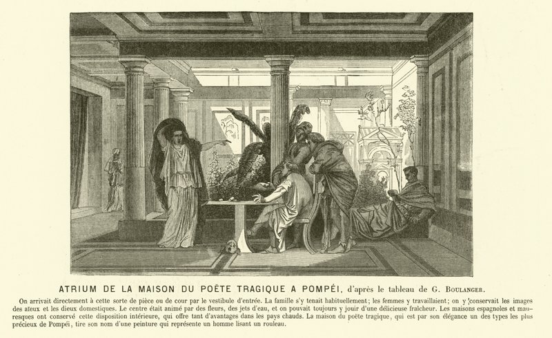 Atrium van het oude Romeinse Huis van de Tragische Dichter, Pompeii door Gustave Clarence Rodolphe Boulanger