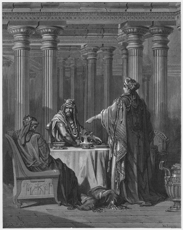 Gustave Doré Bijbel: Esther beschuldigt Haman door Gustave Dore