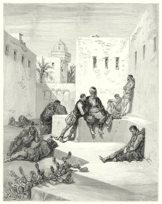 Don Quichot van Gustave Doré: "Uiteindelijk besloot ik een renegaat uit Murcia te vertrouwen, die mij grote bewijzen van zijn vriendelijkheid had getoond" door Gustave Dore