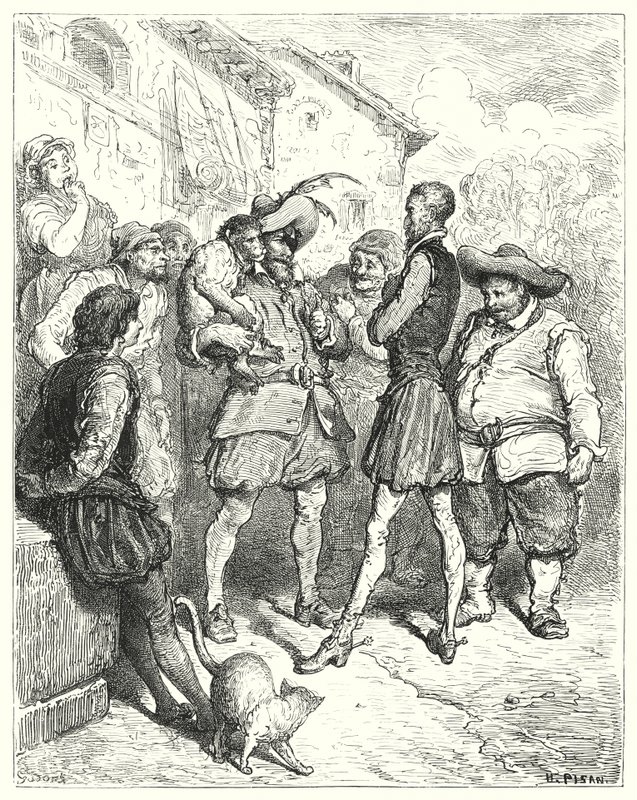 Don Quichot van Gustave Doré: "Bij deze woorden stond Don Quichot verbaasd" door Gustave Dore