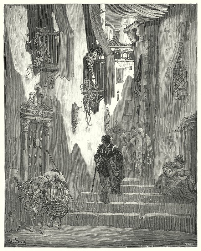 Don Quichot van Gustave Doré: "Hij kreeg een aantal liefdesbrieven naar mij gestuurd, allemaal vol met de tederste uitdrukkingen" door Gustave Dore