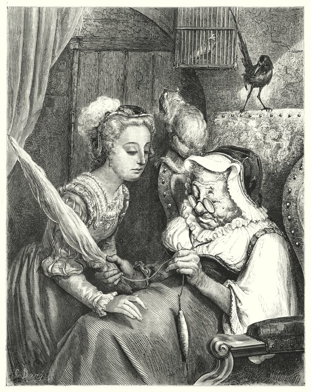 Doornroosje (gravure) door Gustave Dore