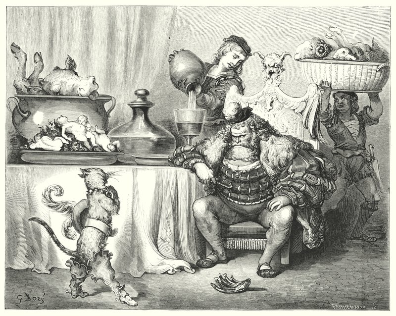 Le Maitre Chat ou le Chat Botte; De Gelaarsde Kat door Gustave Dore