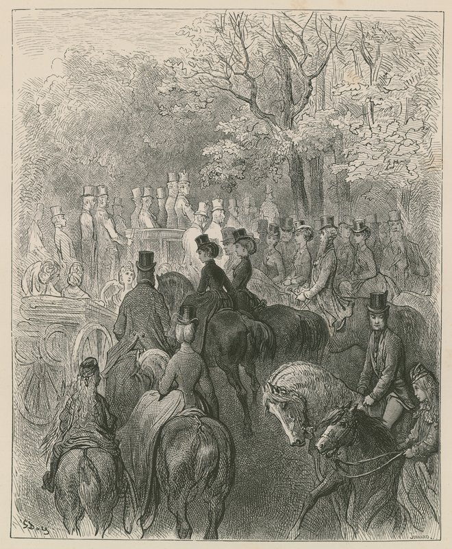Rotten Row, Hyde Park, Londen door Gustave Dore