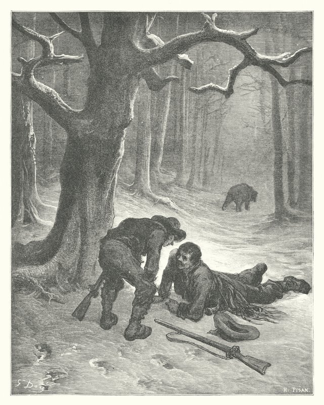 De fabels van La Fontaine: De beer en de twee vrienden door Gustave Dore