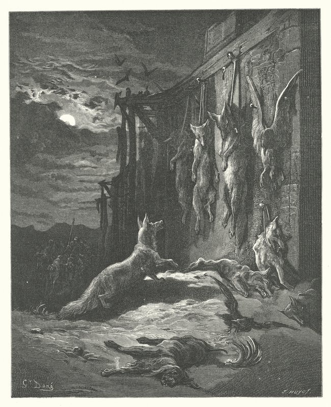 De fabels van La Fontaine: De Engelse vos (gravure) door Gustave Dore
