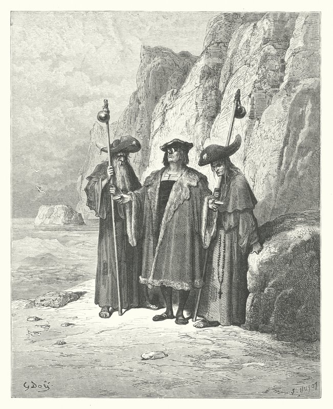 De Fabels van La Fontaine: De Oester en zijn Eisers door Gustave Dore