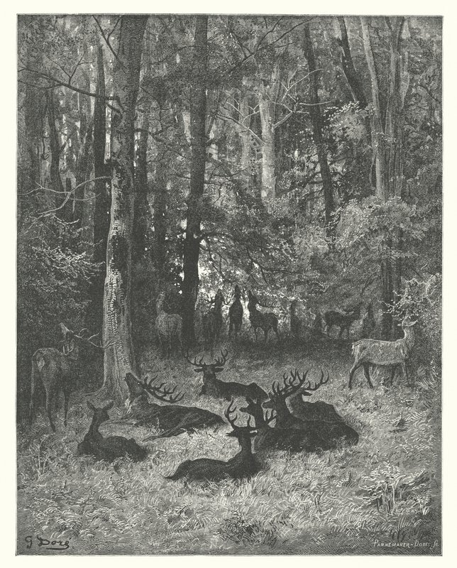 De fabels van La Fontaine: Het zieke hert door Gustave Dore