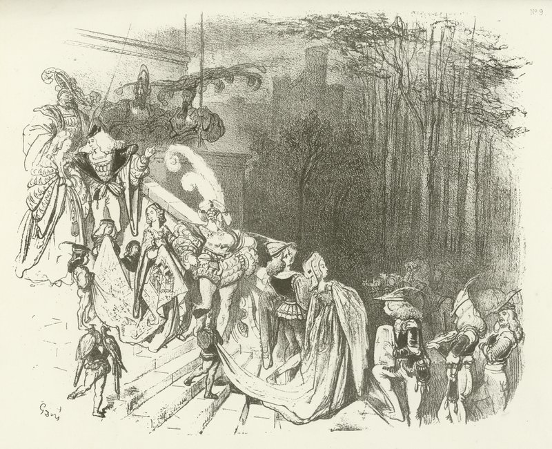 De heren en dames van het kasteel. Begin 16e eeuw door Gustave Dore