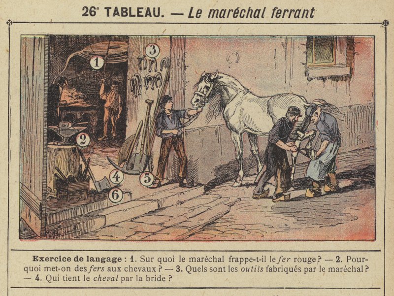 De hoefsmid (kleur litho) door Gustave Fraipont