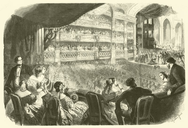 Een galavoorstelling in de opera (gravure) door Gustave Janet