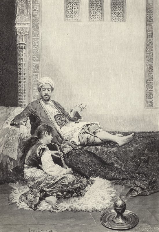 In de harem (gravure) door Gustavo Simoni