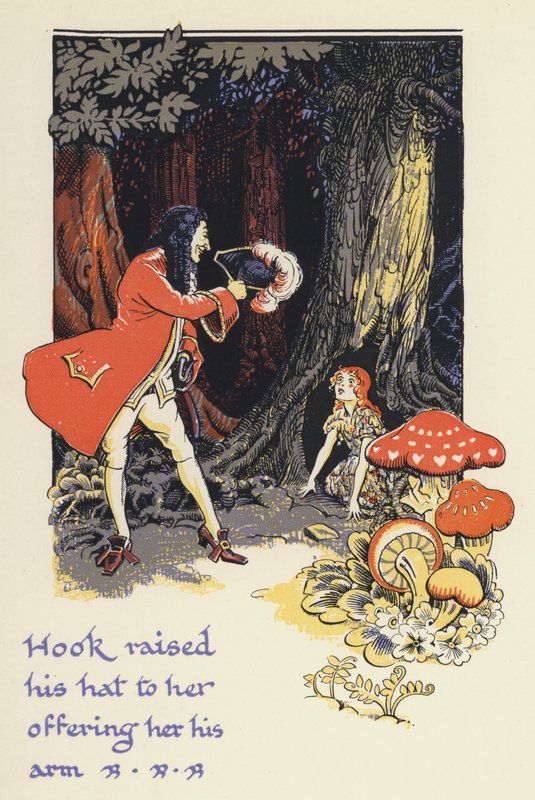 Peter Pan en Wendy: Hook hief zijn hoed op om haar zijn arm aan te bieden door Gwynedd M. Hudson