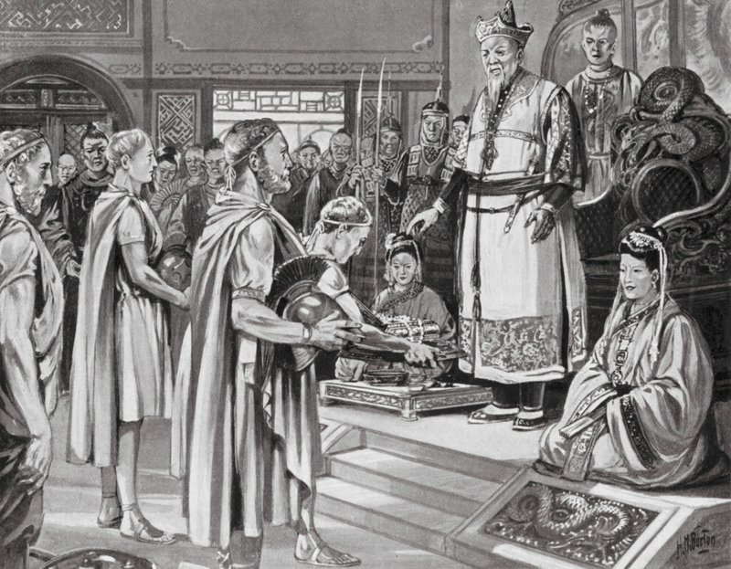De Chinese keizer ontvangt een missie door H. M. (after) Burton