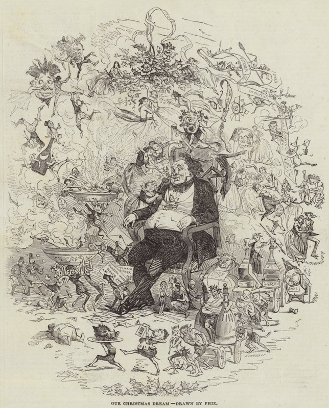 Onze Kerstdroom (gravure) door after Hablot Knight Browne