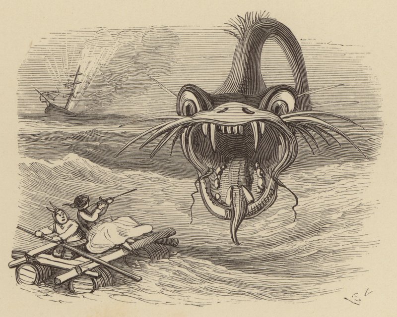 Zeeslang vooruit! (gravure) door Hablot Knight Browne
