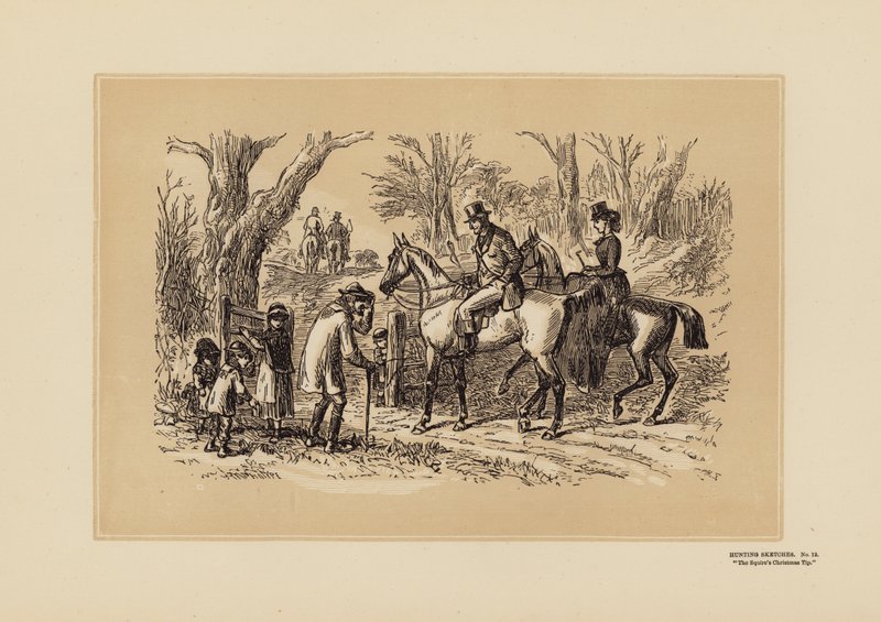 Jachtschetsen, Nr. 12, Het kerstcadeau van de landeigenaar (gravure) door Hablot Knight (1815 92) Browne