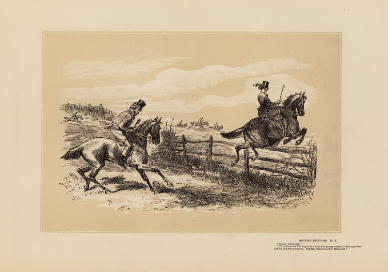 Jachtschetsen, Nr. 3, Volg mijn leider, hè? (gravure) door Hablot Knight (1815-92) Browne