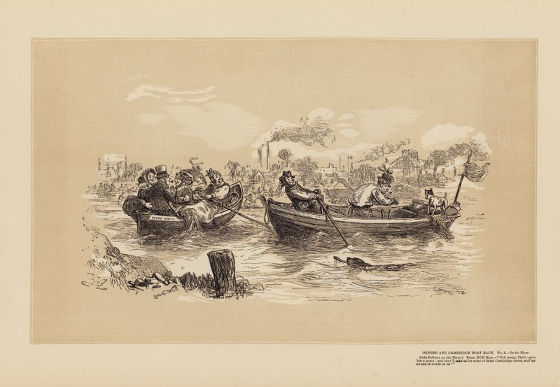 Oxford en Cambridge bootrace, nr. 2, Op de rivier door Hablot Knight (1815 92) Browne