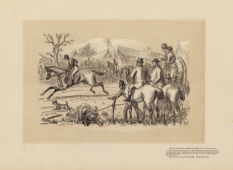 De Tumbletown Steeple-Chase, Nr. 1, De Favoriet door Hablot Knight (1815 92) Browne