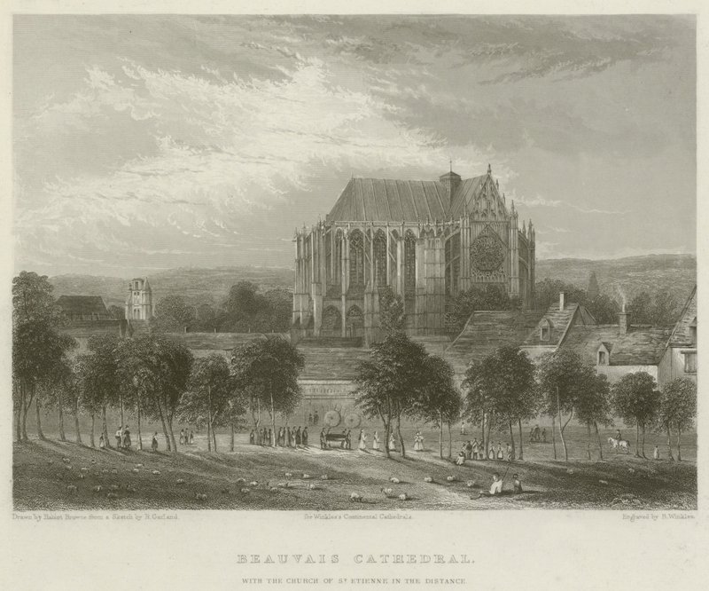 Kathedraal van Beauvais, met de kerk van St. Etienne in de verte door Hablot Knight Browne