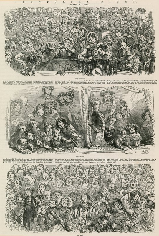 Pantomime Nacht: De Galerij, De Loges, De Put door Hablot Knight Browne