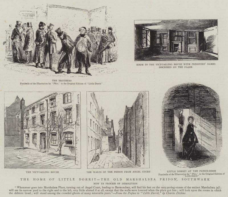 Het Huis van Kleine Dorrit, de Oude Marshalsea Gevangenis, Southwark door Hablot Knight Browne