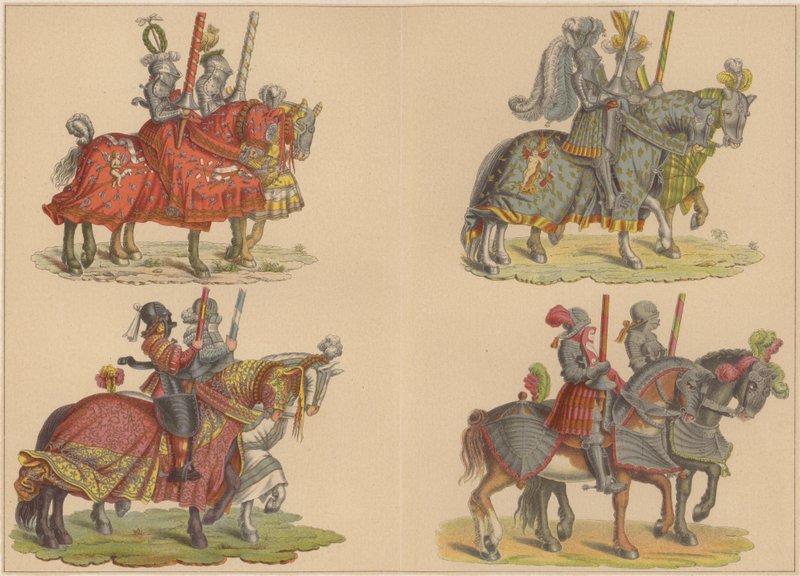 Ridders te paard door Hans (after) Burgkmair