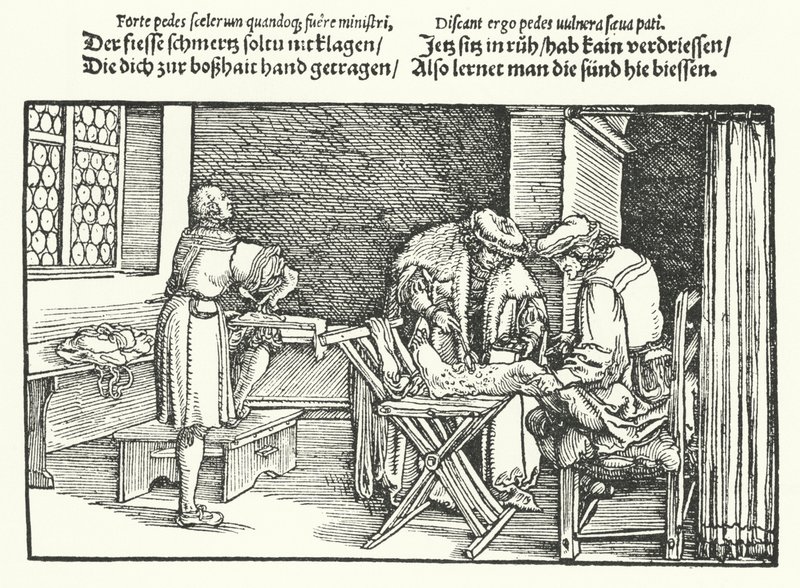 Beenulcera of zweren (gravure) door Hans (after) Burgkmair