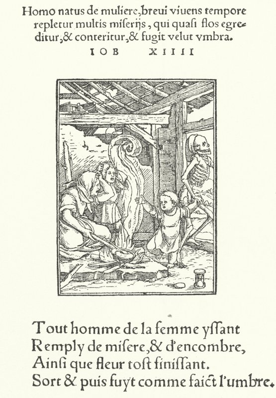 De moeder en jong kind (gravure) door Hans (after) Holbein the Younger