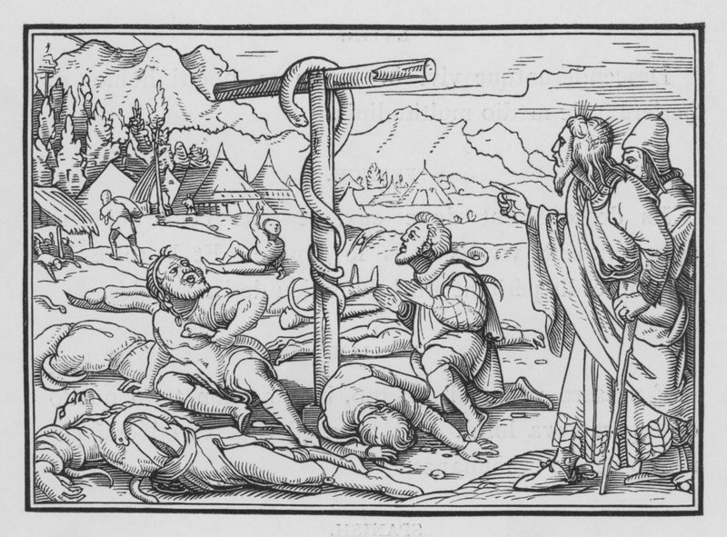 De koperen slang, Numeri XXI, 9 door Hans Holbein der Jüngere