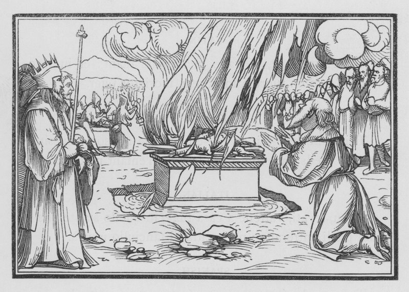 Elia Bidt en Wordt Beantwoord door Vuur uit de Hemel door Hans after Holbein the Younger