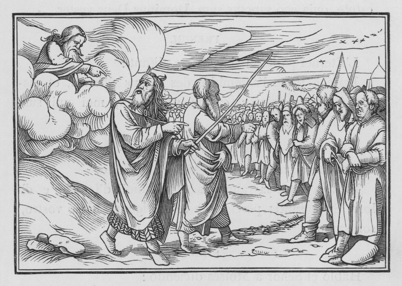 God beveelt Mozes om het volk te tellen, Numeri I, 19 door Hans after Holbein the Younger