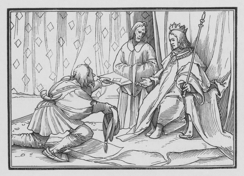 Hiram feliciteert Salomo, 1 Koningen V, 1 door Hans after Holbein the Younger
