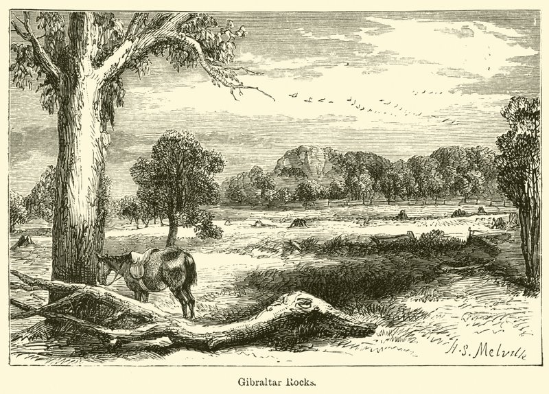 Rotsen van Gibraltar (gravure) door Harden Sidney (after) Melville
