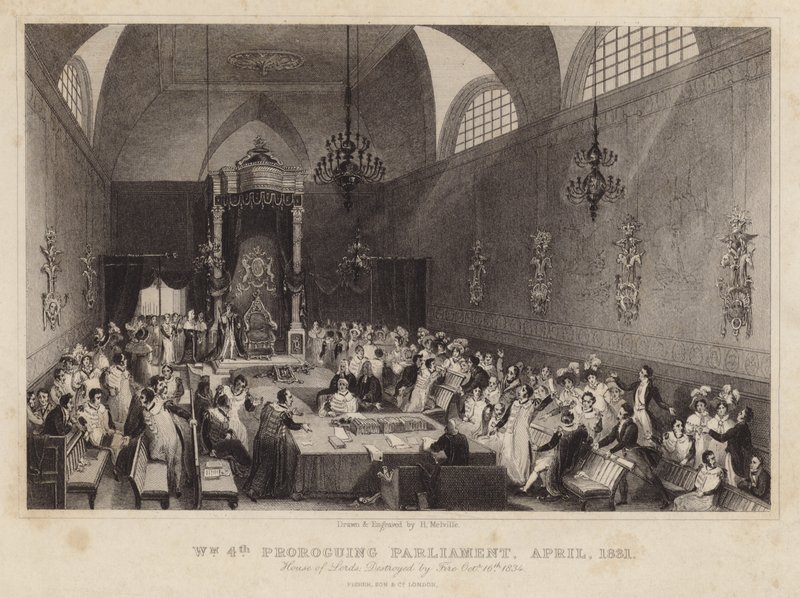 Koning Willem IV schorst het parlement, april 1831 door Harden Sidney Melville