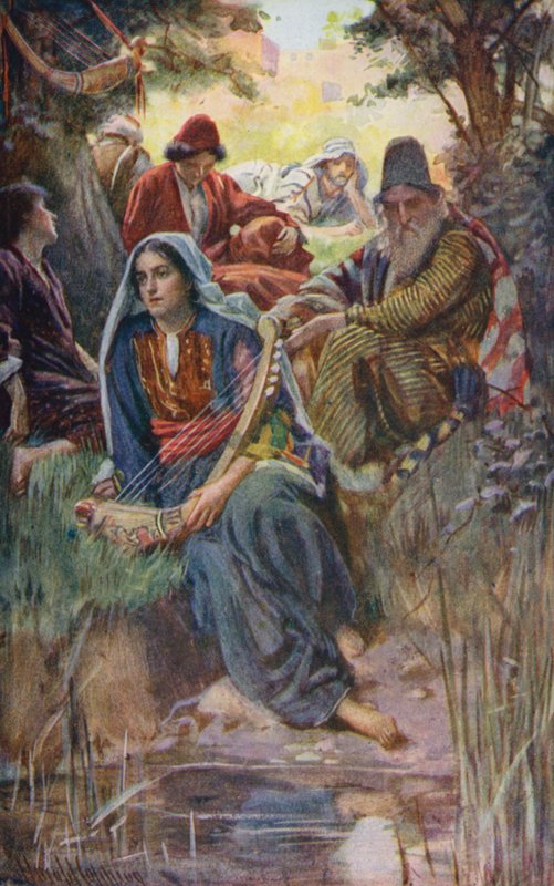 Oude Testament: Aan de rivieren van Babylon (kleur litho) door Harold Copping