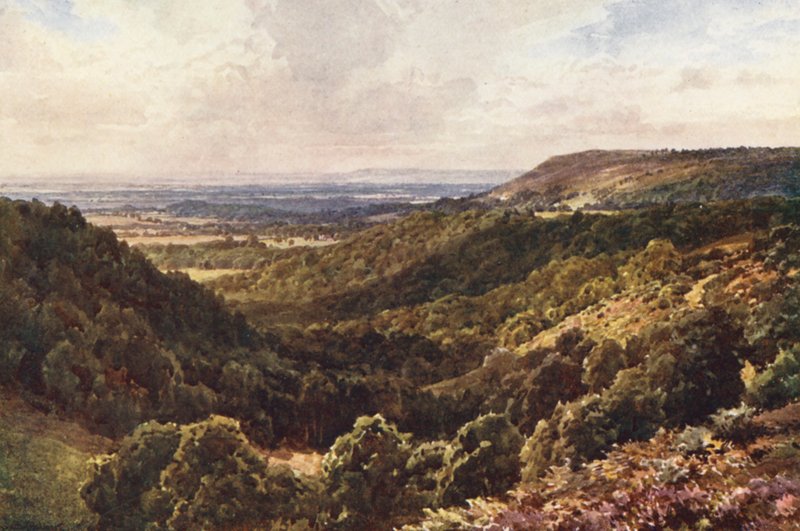 Van de heuvels boven Peaslake, nabij Gomshall door Harold Sutton Palmer