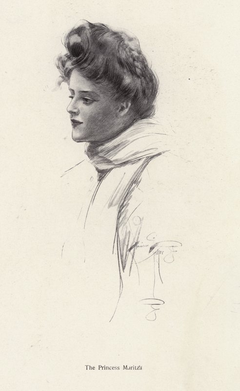 Een personage, Gravin Frina Mavrodin uit de roman, The Princess Moritza, door Percy Brebner door Harrison Fisher