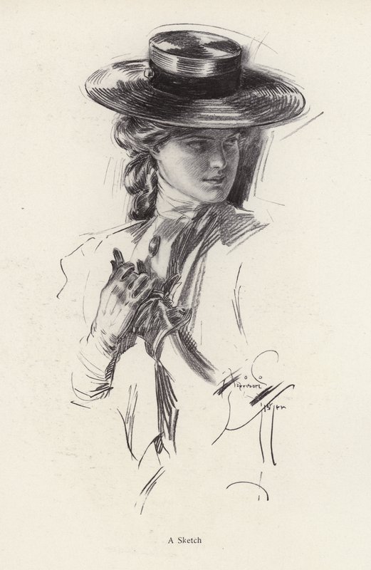 Portret van een vrouw met een hoed door Harrison Fisher