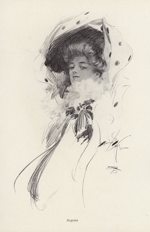 Portret van een vrouw genaamd Augusta (litho) door Harrison Fisher