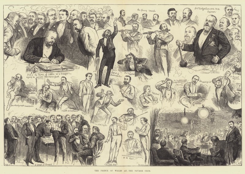 De Prins van Wales in de Savage Club door Harry Furniss