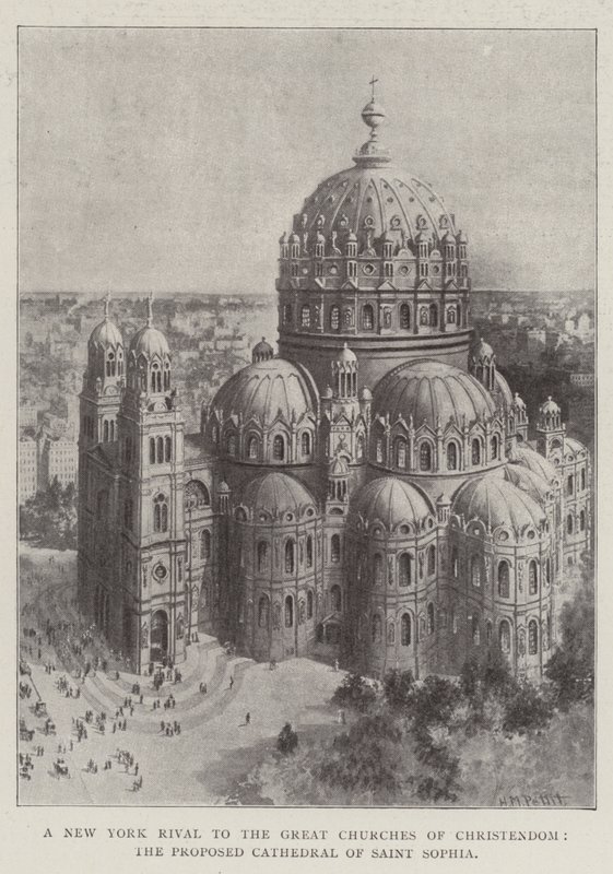 Een New Yorkse rivaal van de grote kerken van de christenheid, de voorgestelde kathedraal van Sint-Sophia door Harry M. Pettit